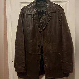 Strellson Dark Brown Leather Trench Coat
